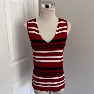 RED WORTHINGTON STRIPED V-NECK TANK TOP